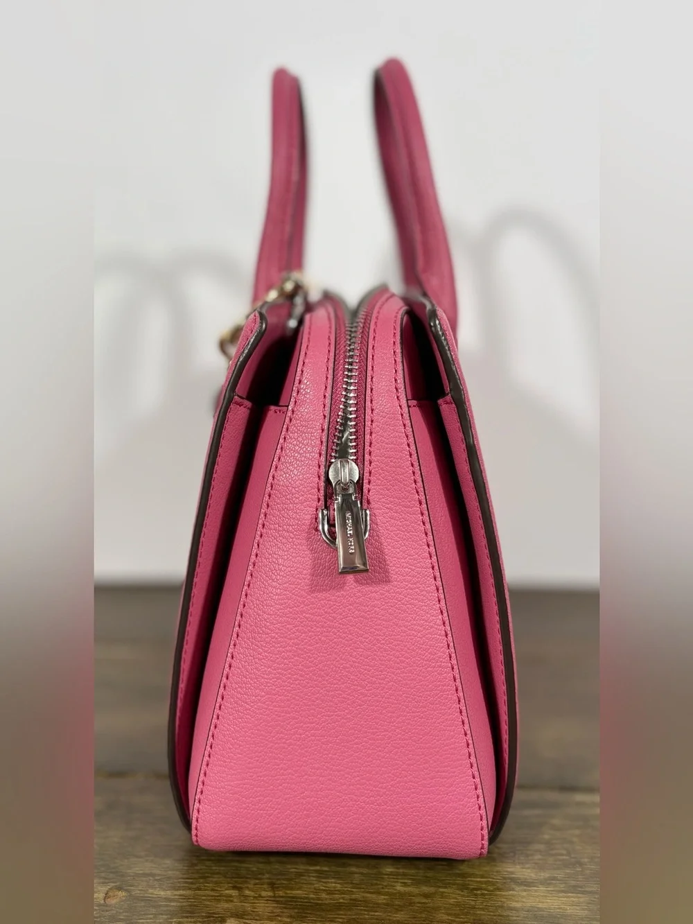 NWT Michael Kors Laila Leather Medium Satchel Handbag in Rosewood Pink